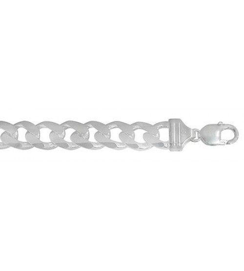 9.3mm Curb Chain, 8" - 26" Length, Sterling Silver